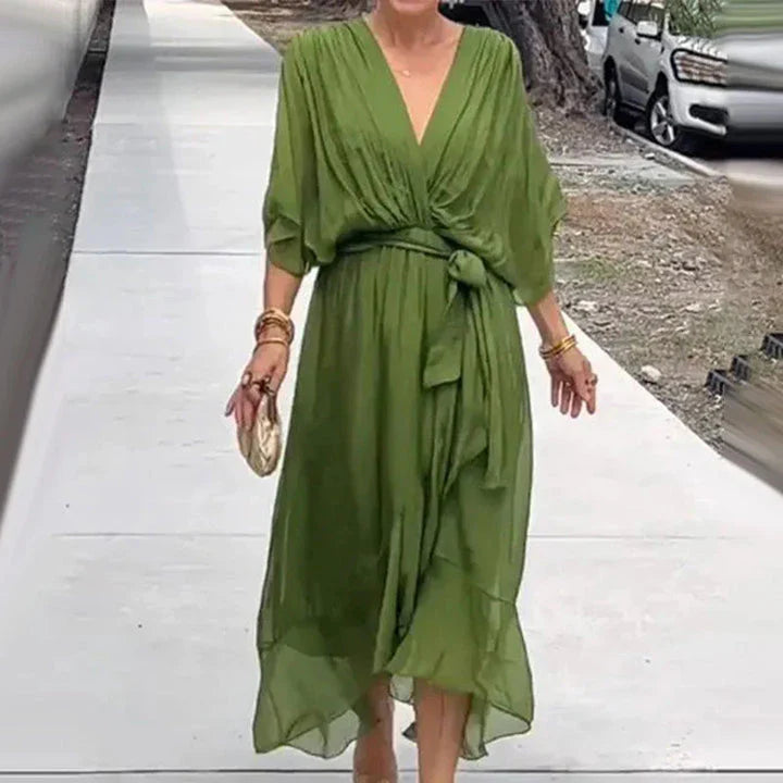 EVA | VESTIDO MIDI COM DECOTE V