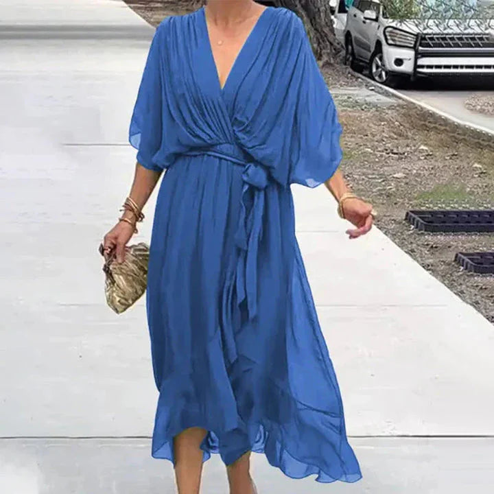 EVA | VESTIDO MIDI COM DECOTE V