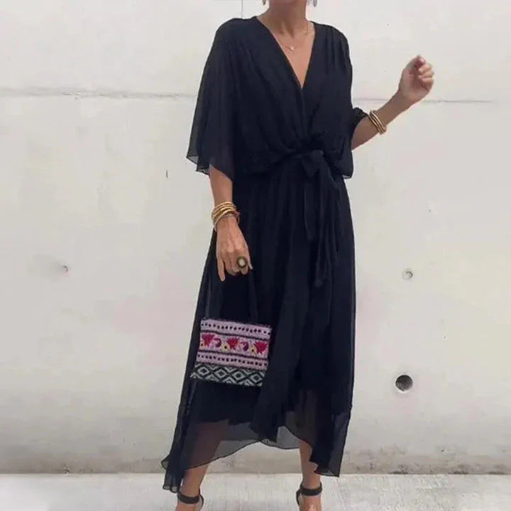 EVA | VESTIDO MIDI COM DECOTE V