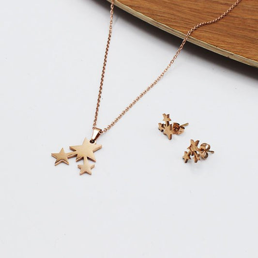 Conjunto colar e brincos estrela